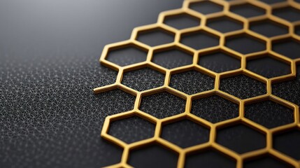 Golden Honeycomb Pattern on Dark Background