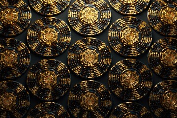 Golden abstract geometric circles, seamless pattern , gold, minimal, bright