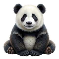 Fototapeta premium Adorable baby panda sitting isolated on cute zoo art fur paw bear eyes on transparent background