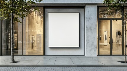 Blank Sign Design for Storefront Display with Modern Aesthetic and Clear Background for Advertising or Promotional Use
