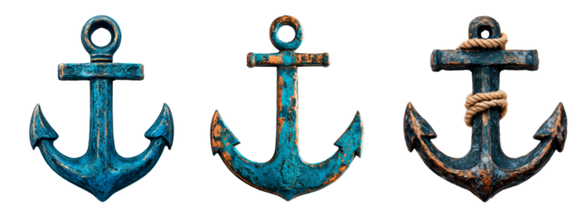 Set of ship anchor isolated on transparent background