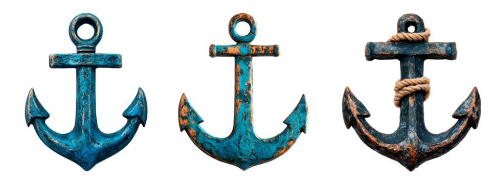 Set of ship anchor isolated on transparent background