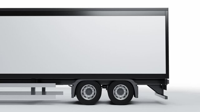 White truck trailer showcase on a white background, perfect for advertising and customization