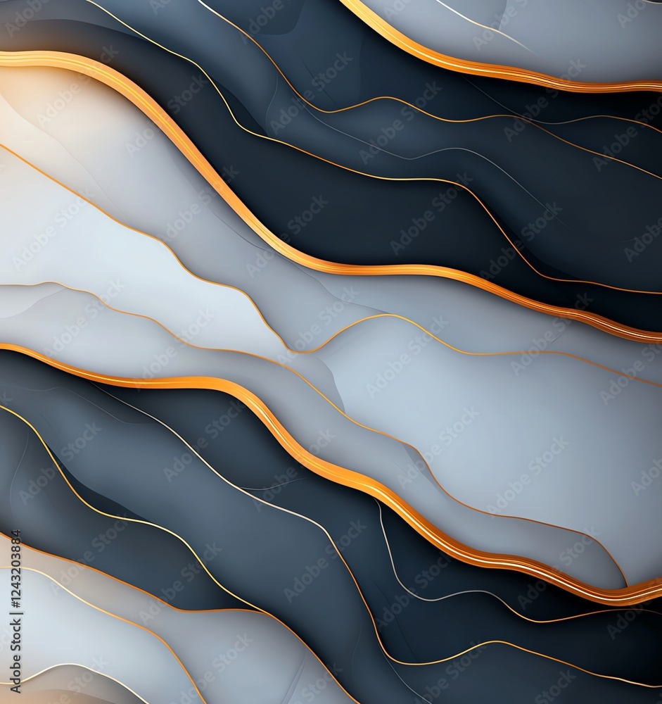 Aufkleber a captivating abstract background features flowing waves in soft colors, intertwined with sleek gold