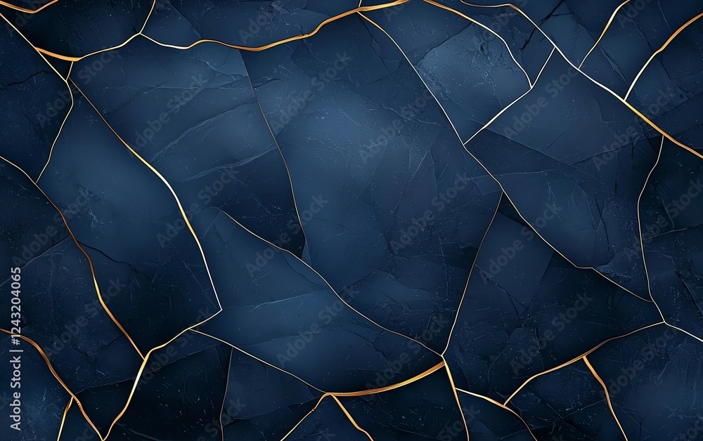 Poster a captivating abstract background featuring intricate patterns of dark blue and gold lines. ideal fo