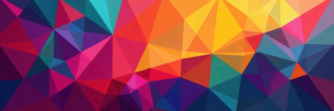 Abstract geometric pattern, vibrant Delaunay triangulation color fields , abstract, polygon, modern