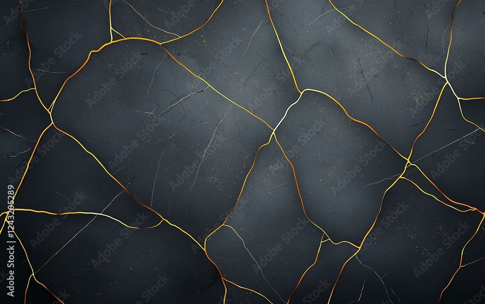 Poster a close-up view of a textured surface featuring intricate cracks and a dark background, perfect for 