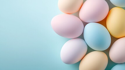 Easter day celebration with pastel tone eggs spring garden photography bright atmosphere