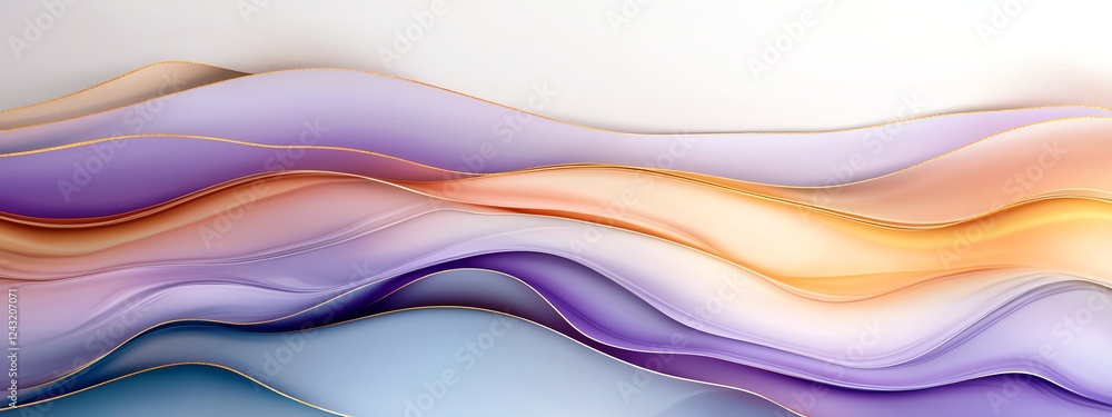 Poster a mesmerizing abstract wave pattern showcasing fluid colors in soft gradients, blending seamlessly t