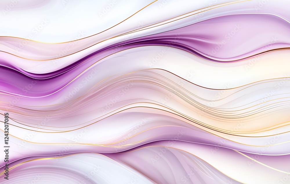 Poster a mesmerizing abstract wave pattern featuring soft shades of purple and cream, creating a soothing v