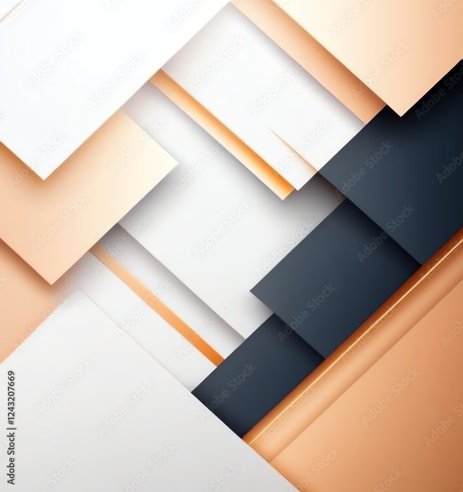 Poster a modern abstract composition featuring layers of geometric shapes in neutral tones. this design ele