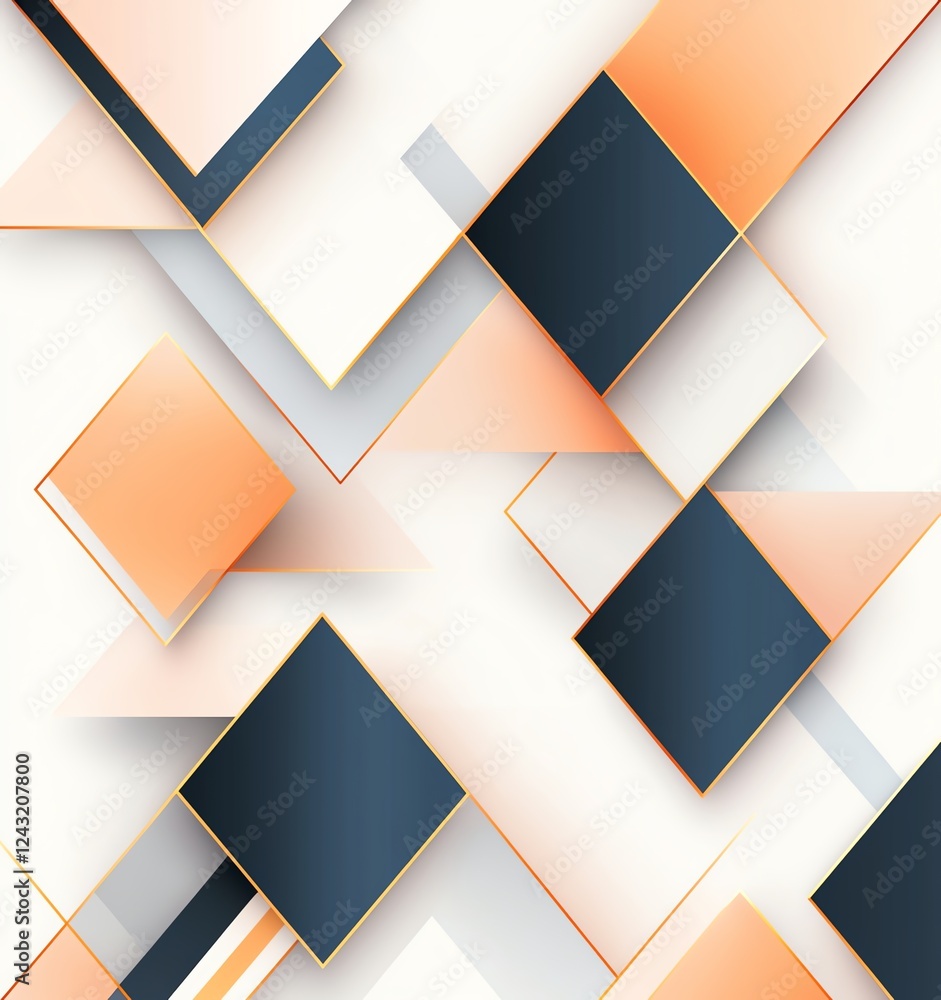 Poster a modern abstract geometric pattern featuring overlapping squares in a harmonious blend of muted col