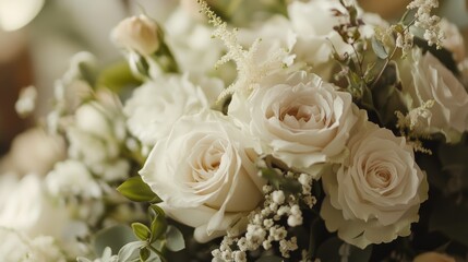 Obraz premium isolated close-up of a huge bouquet of white roses