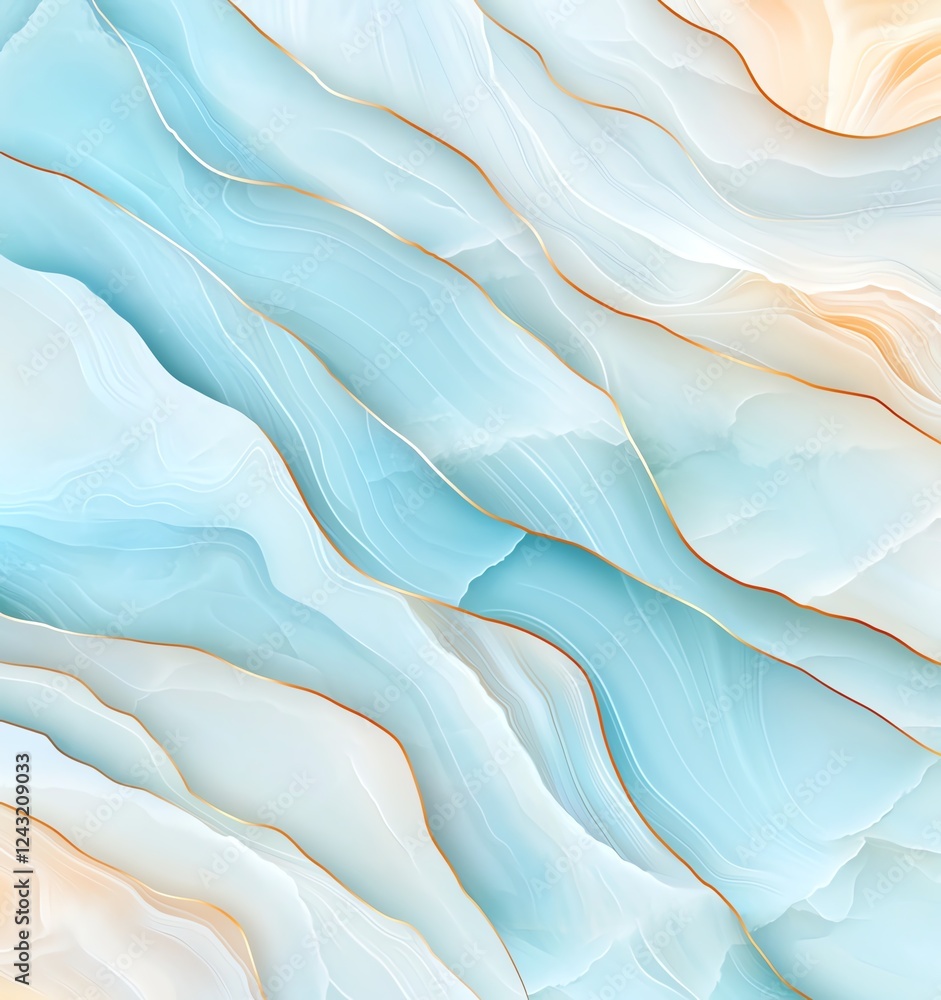 Poster a serene and fluid abstract background featuring soft waves of blue and peach tones, perfect for con