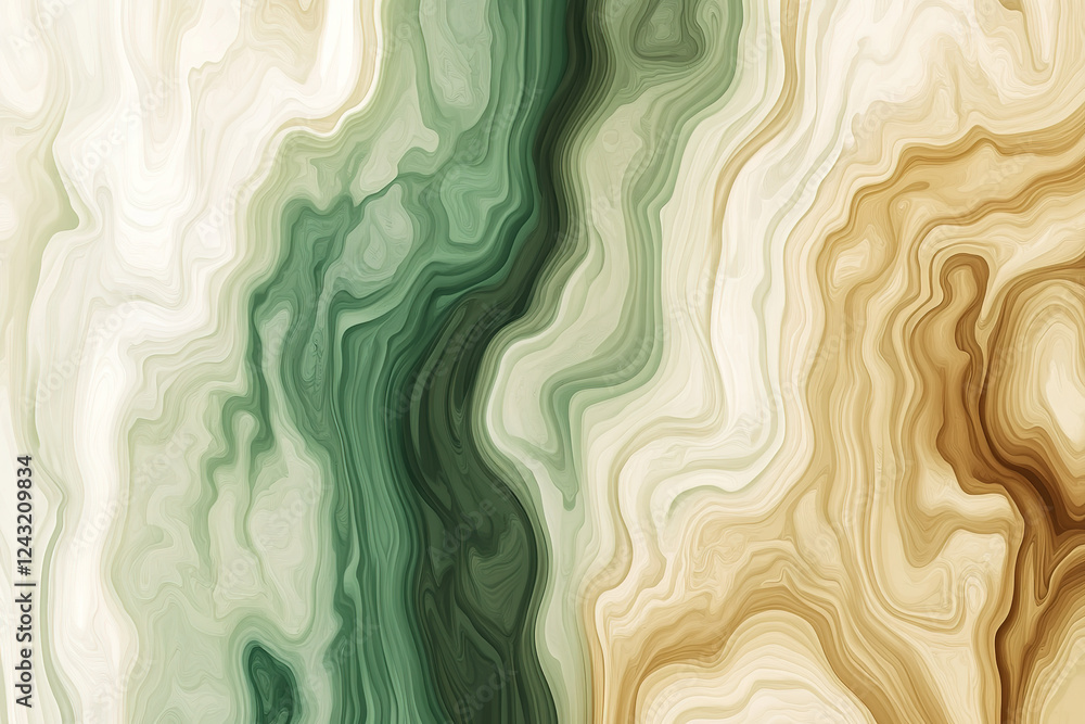 Poster stockeros1 showcases an abstract design with swirling patterns of green, cream, and brown creating a