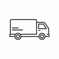 Stylish flat line icon of a delivery truck in motion on a clear day