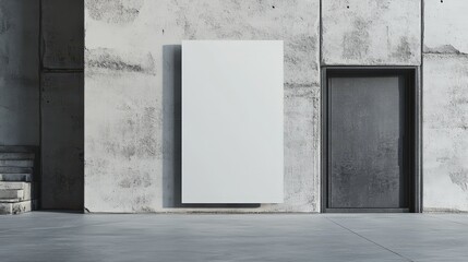 Blank White Vertical Billboard Mockup Against Grunge Wall in Modern Industrial Space for Creative Advertising and Design Concepts