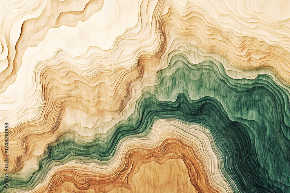 Poster abstract wavy patterns in earth tones create a harmonious blend of colors and textures in a modern a