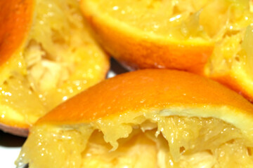 Squeezed Crushed Orange Skin on White Background