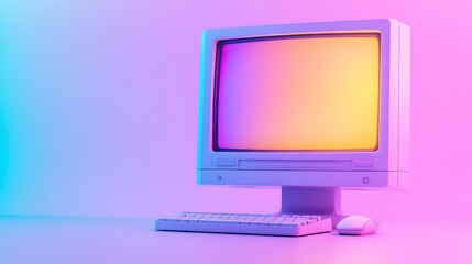 Retro Computer with Colorful Gradient Screen