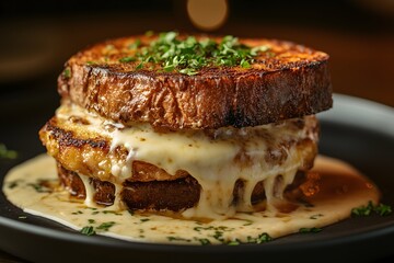 A gourmet croque monsieur