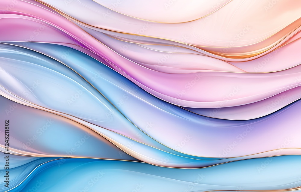 Aufkleber a stunning abstract design featuring soft, flowing waves of pastel colors that create a serene and c