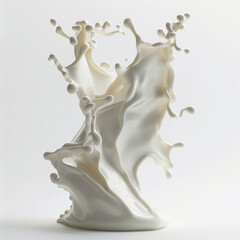 dynamic sculpture of white liquid splashes, showcasing fluid motion and artistic design. piece captures essence of movement and creativity in striking form