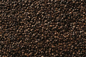 Image of Big pile of fresh roasted coffee beans. Professional photo for food blog