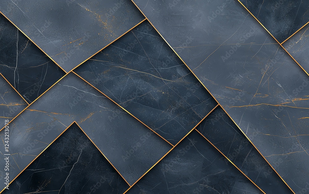 Poster a stunning high-resolution image featuring an intricate design of geometric shapes made from dark, p