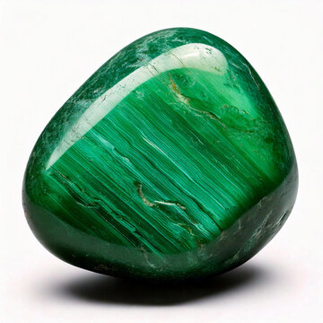 High-resolution photograph of a green aventurine mineral placed on a white background. 
