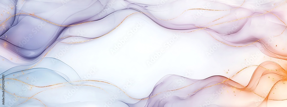 Poster a vibrant abstract design featuring flowing waves of soft colors, creating an elegant and serene bac
