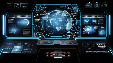 Futuristic Global Network Monitoring System Interface