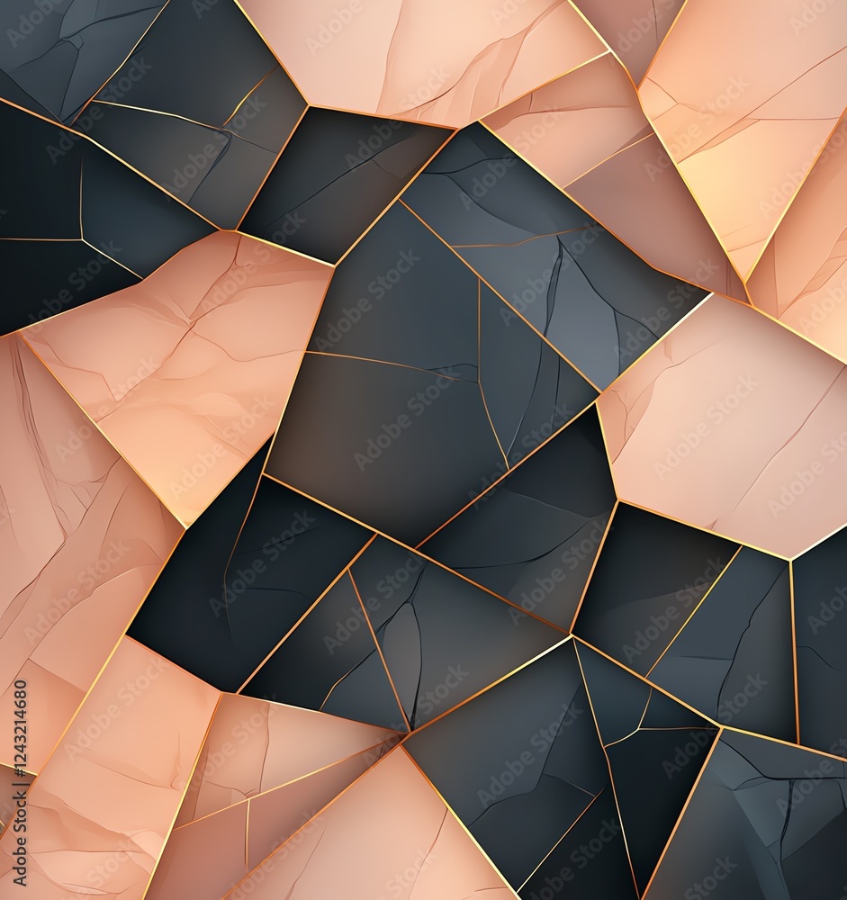 Poster abstract geometric background featuring warm tones and dark shades. the composition includes interlo
