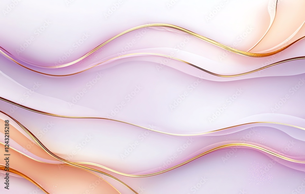 Poster abstract wave patterns in soft pastel colors, blending elegantly to create a visually pleasing desig