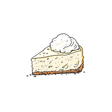 cheesecake slice with whipped cream clip art preview