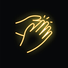 Neon sign of two hands clapping together making a loud noise, great for expressing excitement