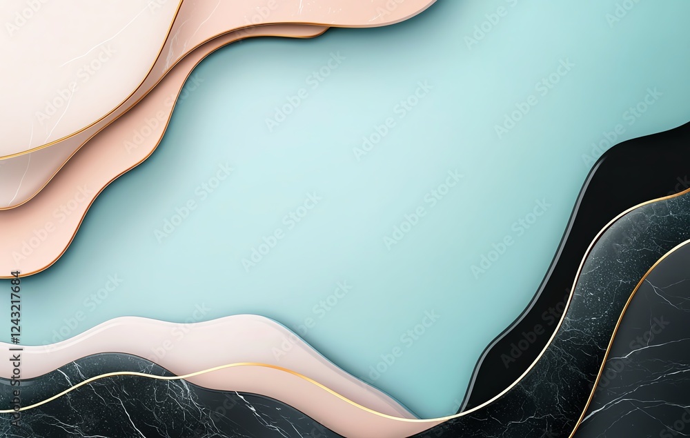 Poster an abstract design featuring layered colors and smooth curves, creating a soothing and modern aesthe