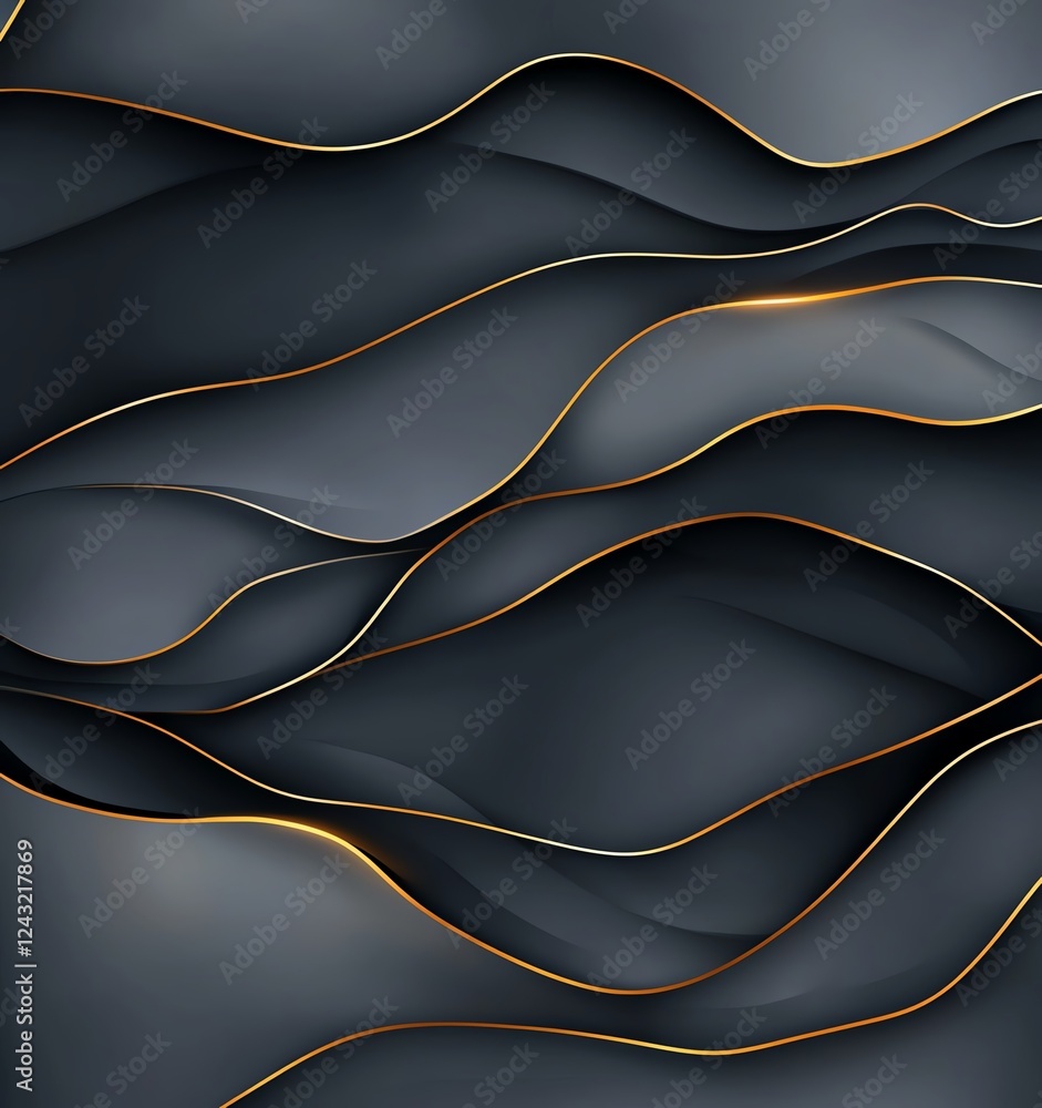 Aufkleber an abstract design featuring smooth, flowing lines with a sleek, dark background and a touch of gold