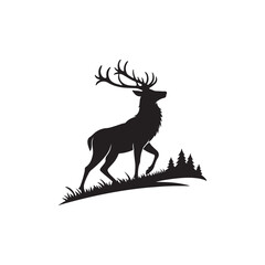 midnight stag silhouette vector clip art design