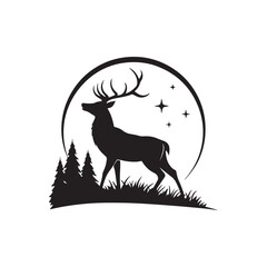 midnight stag silhouette vector clip art design