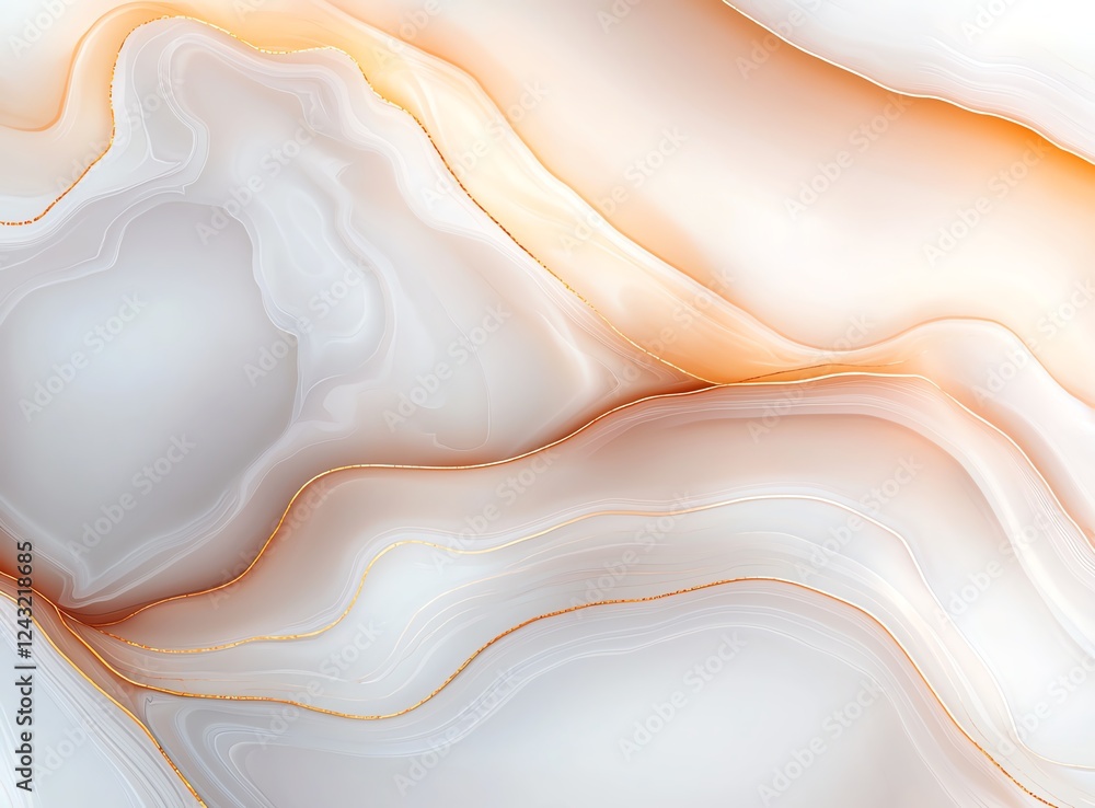 Poster an abstract swirl of soft tones featuring delicate hues of white and orange, creating a harmonious b
