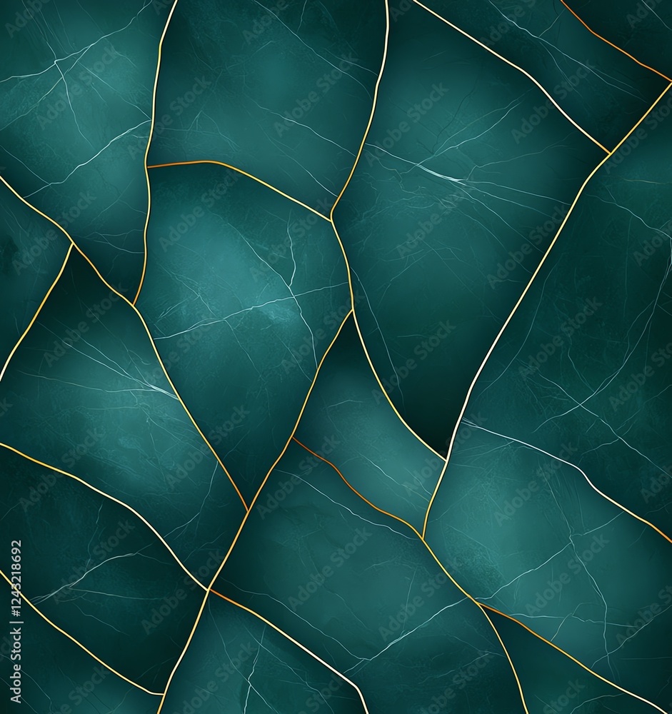 Poster an abstract texture featuring intricate patterns in teal and gold, perfect for backgrounds, digital 
