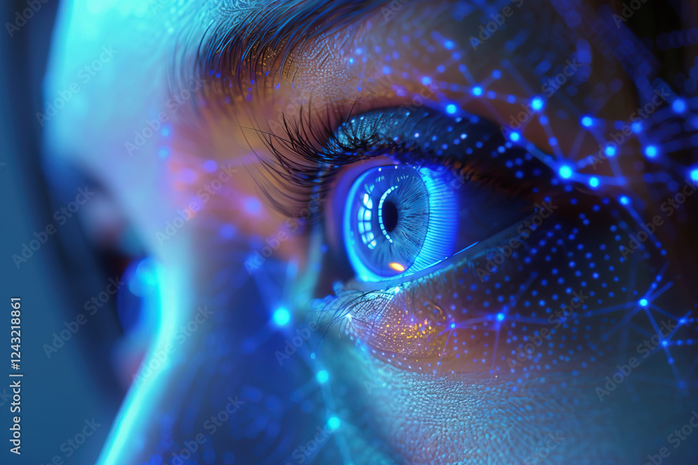 Aufkleber close-up of a digital eye representing artificial intelligence and technology integration in modern 