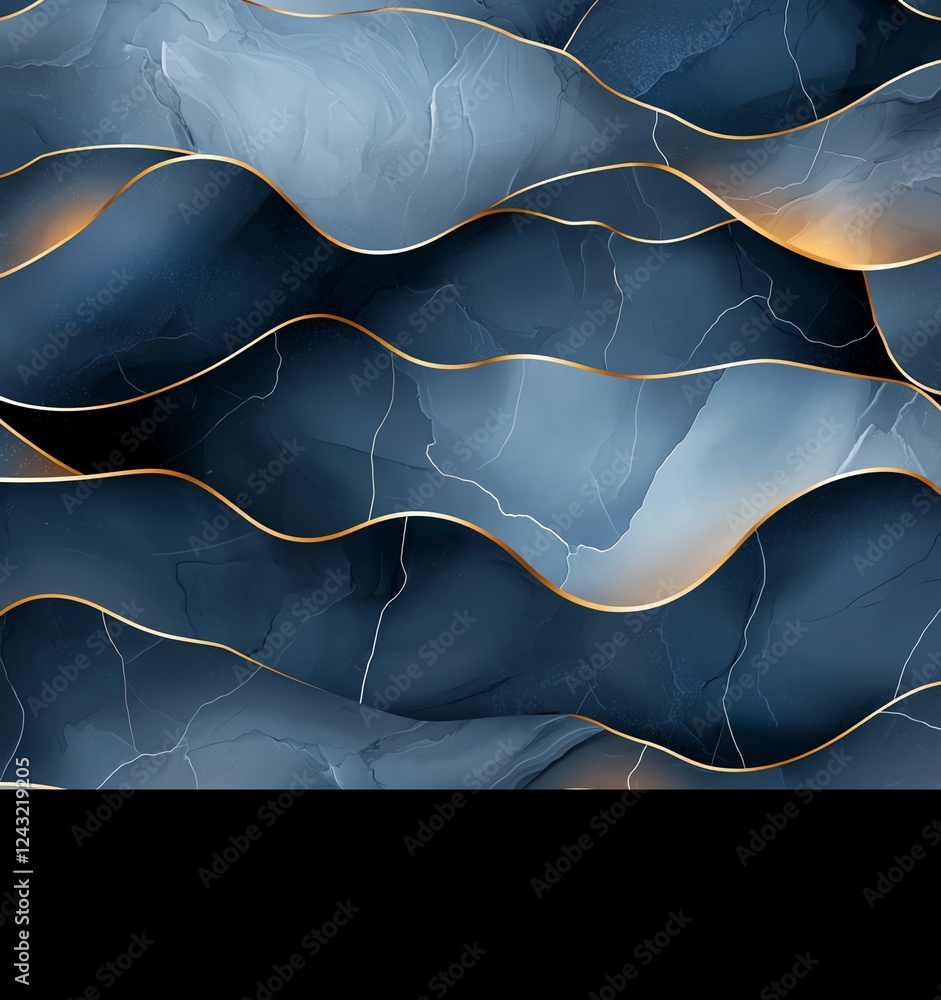 Aufkleber an artistic representation of flowing waves, showcasing elegant curves and a blend of dark blue and 