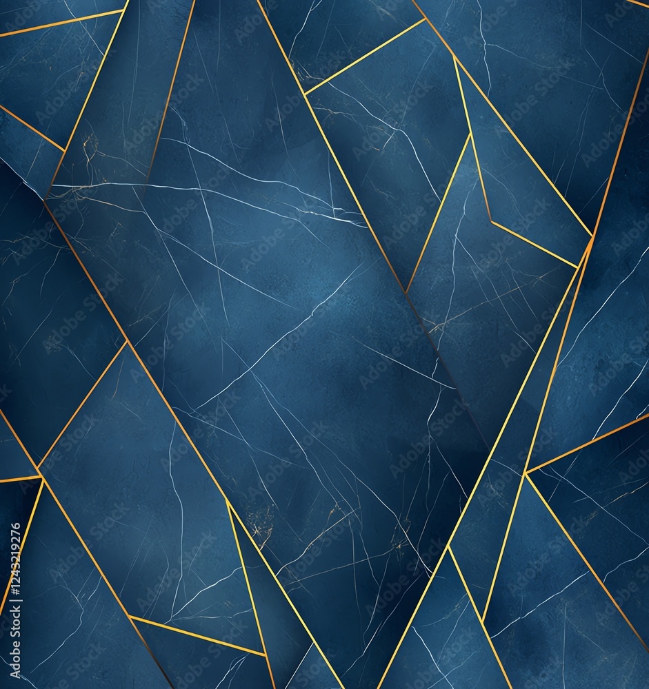 Poster an elegant abstract background featuring a deep blue texture with intricate golden lines. perfect fo