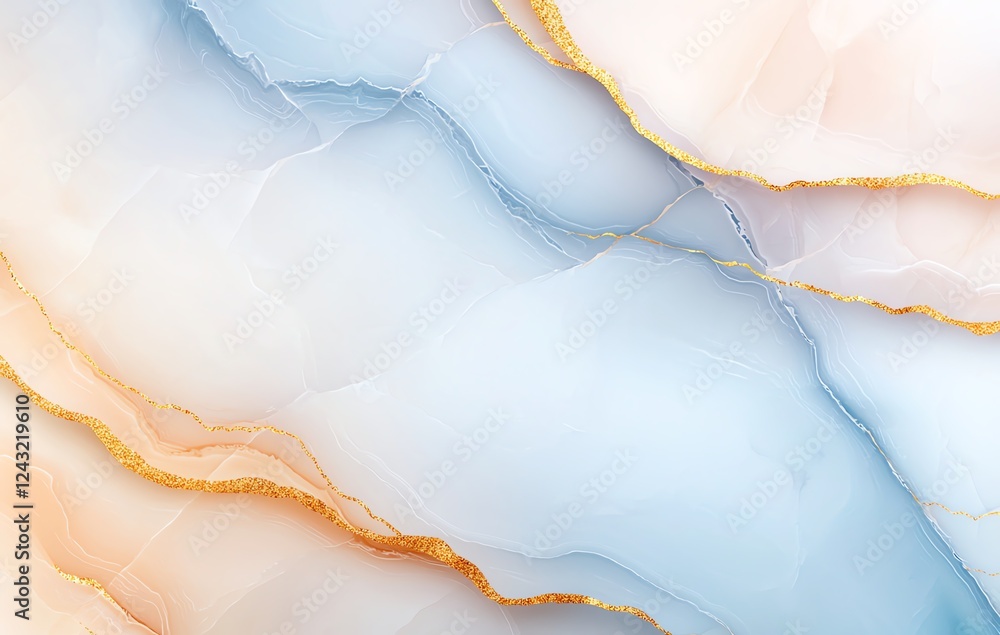 Poster an elegant abstract background featuring soft watercolor textures in shades of blue and peach. perfe