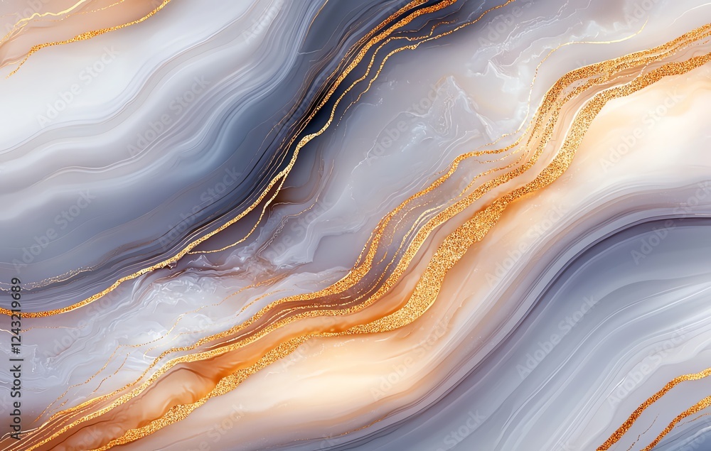 Poster an elegant abstract background with swirling patterns of gray and gold. perfect for modern designs, 