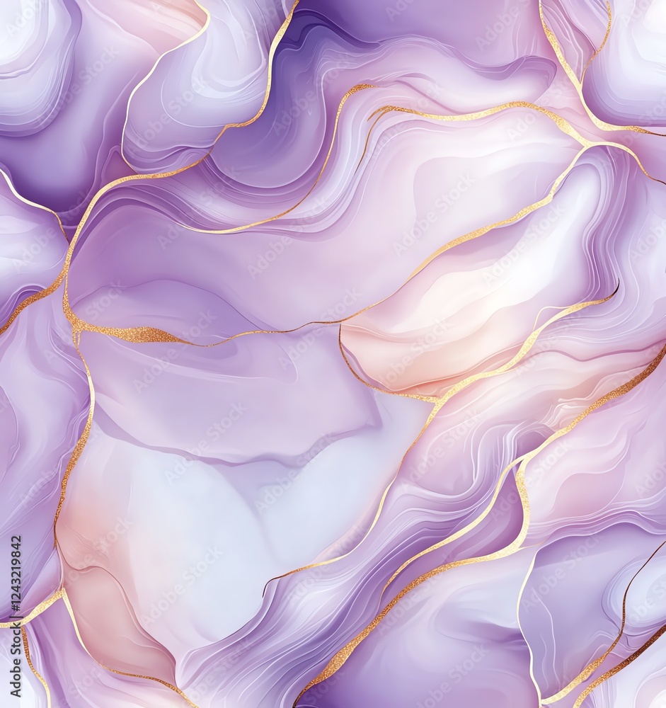 Poster an elegant abstract design featuring soft lavender and gold tones. this harmonious composition adds 