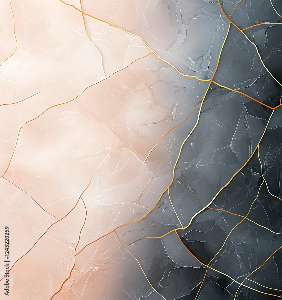 Poster an intricate abstract background featuring soft peach and deep gray tones, elegantly intertwined wit