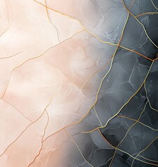 Fototapeta premium An intricate abstract background featuring soft peach and deep gray tones, elegantly intertwined with fine golden lines, perfect for modern designs and artistic projects.